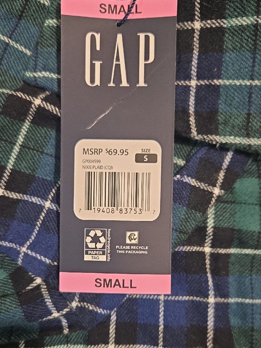 Plaid Button-Up Shirt in Blue & Green - Women's - Picture 4 of 4